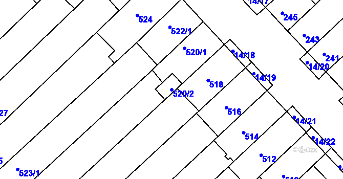 Parcela st. 520/2 v KÚ Jundrov, Katastrální mapa