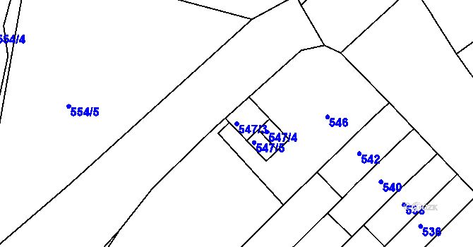 Parcela st. 547/3 v KÚ Jundrov, Katastrální mapa