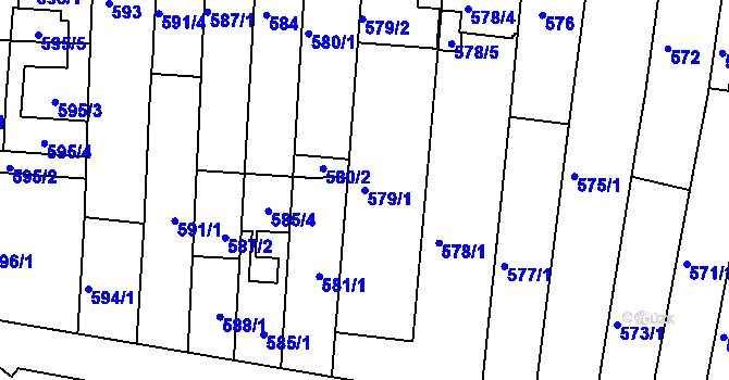 Parcela st. 579/1 v KÚ Jundrov, Katastrální mapa