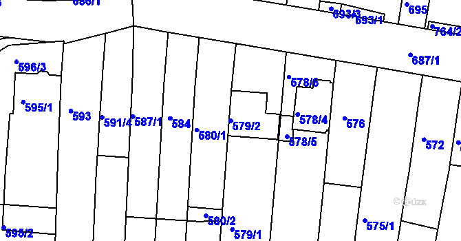 Parcela st. 579/2 v KÚ Jundrov, Katastrální mapa