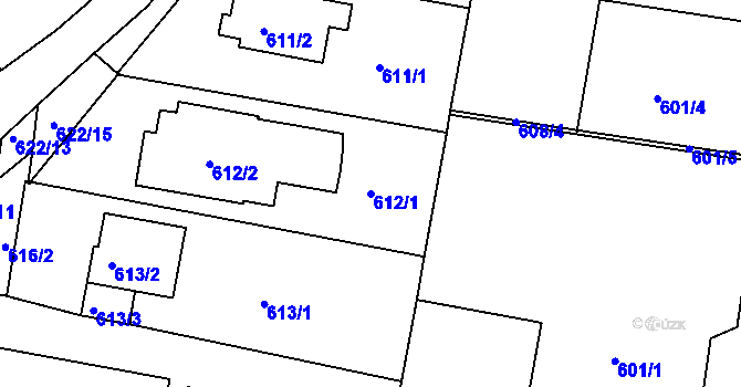 Parcela st. 612/1 v KÚ Jundrov, Katastrální mapa