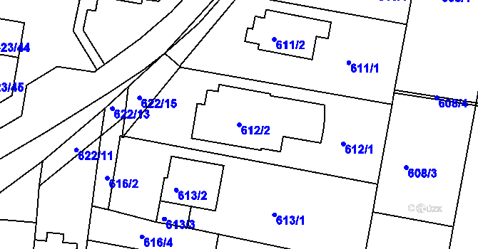 Parcela st. 612/2 v KÚ Jundrov, Katastrální mapa