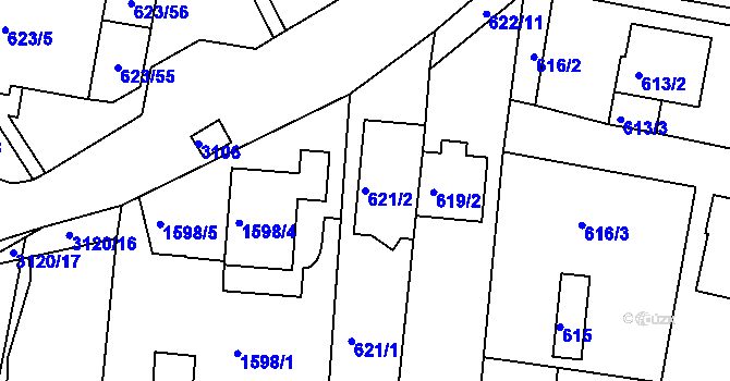 Parcela st. 621/2 v KÚ Jundrov, Katastrální mapa