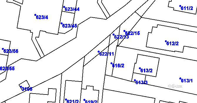 Parcela st. 622/11 v KÚ Jundrov, Katastrální mapa