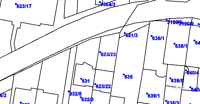 Parcela st. 623/23 v KÚ Jundrov, Katastrální mapa