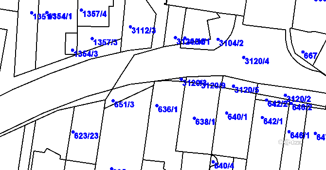 Parcela st. 636/2 v KÚ Jundrov, Katastrální mapa
