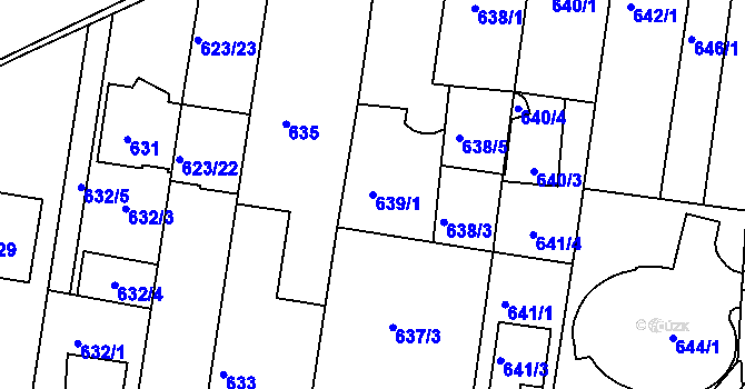 Parcela st. 639/1 v KÚ Jundrov, Katastrální mapa