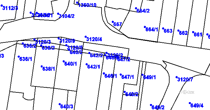 Parcela st. 646/2 v KÚ Jundrov, Katastrální mapa