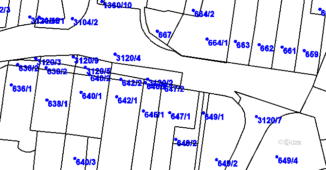 Parcela st. 647/2 v KÚ Jundrov, Katastrální mapa