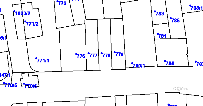 Parcela st. 778 v KÚ Jundrov, Katastrální mapa