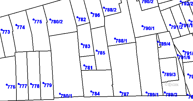 Parcela st. 785 v KÚ Jundrov, Katastrální mapa