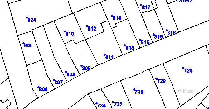 Parcela st. 811 v KÚ Jundrov, Katastrální mapa