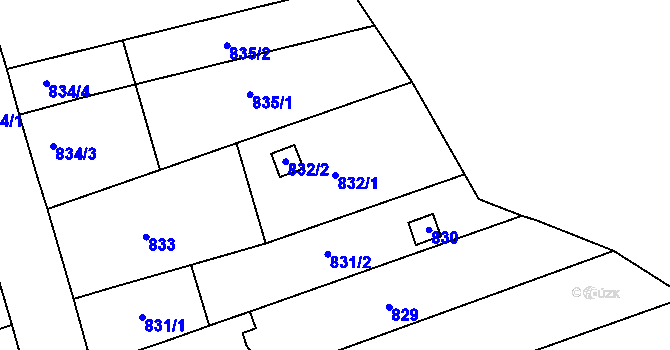 Parcela st. 832/1 v KÚ Jundrov, Katastrální mapa