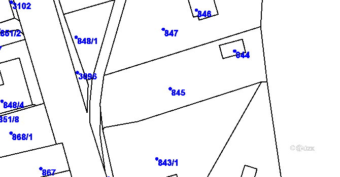 Parcela st. 845 v KÚ Jundrov, Katastrální mapa