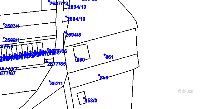 Parcela st. 861 v KÚ Jundrov, Katastrální mapa