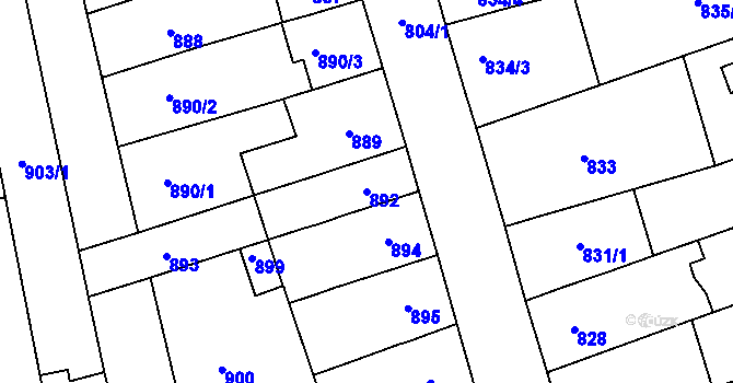 Parcela st. 892 v KÚ Jundrov, Katastrální mapa