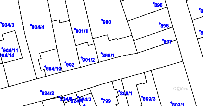 Parcela st. 898/1 v KÚ Jundrov, Katastrální mapa