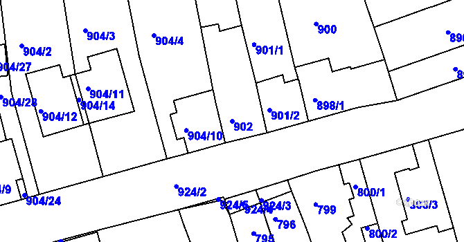 Parcela st. 902 v KÚ Jundrov, Katastrální mapa