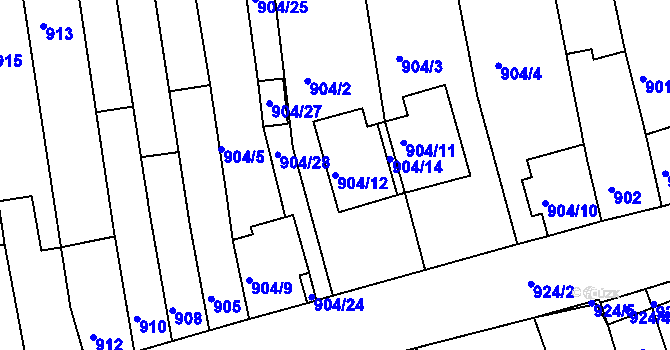 Parcela st. 904/12 v KÚ Jundrov, Katastrální mapa