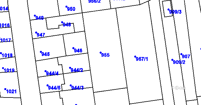 Parcela st. 955 v KÚ Jundrov, Katastrální mapa