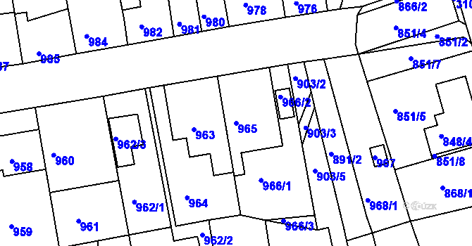 Parcela st. 965 v KÚ Jundrov, Katastrální mapa