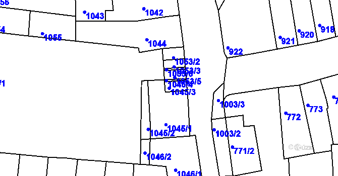 Parcela st. 1045/3 v KÚ Jundrov, Katastrální mapa