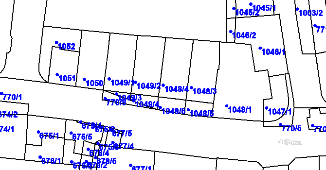 Parcela st. 1048/4 v KÚ Jundrov, Katastrální mapa