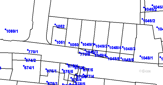 Parcela st. 1049/1 v KÚ Jundrov, Katastrální mapa
