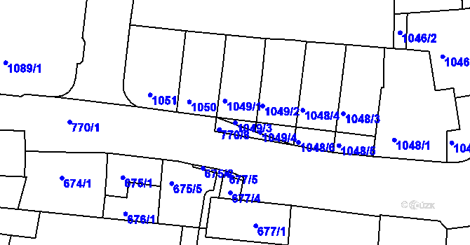 Parcela st. 1049/3 v KÚ Jundrov, Katastrální mapa