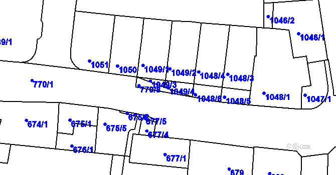 Parcela st. 1049/4 v KÚ Jundrov, Katastrální mapa