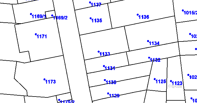 Parcela st. 1133 v KÚ Jundrov, Katastrální mapa