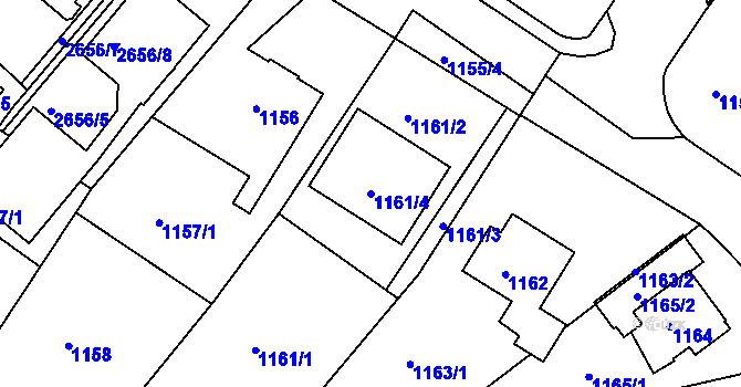 Parcela st. 1161/4 v KÚ Jundrov, Katastrální mapa
