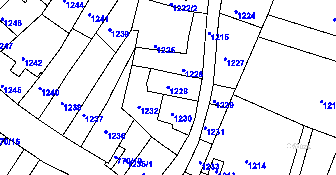 Parcela st. 1228 v KÚ Jundrov, Katastrální mapa