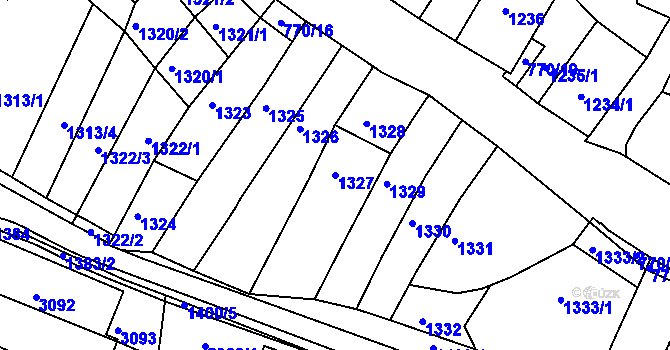 Parcela st. 1327 v KÚ Jundrov, Katastrální mapa