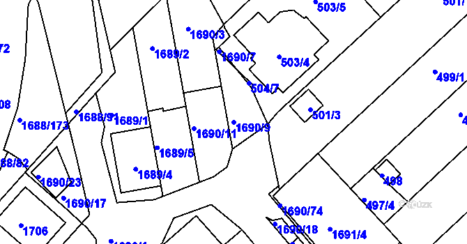 Parcela st. 1690/9 v KÚ Jundrov, Katastrální mapa