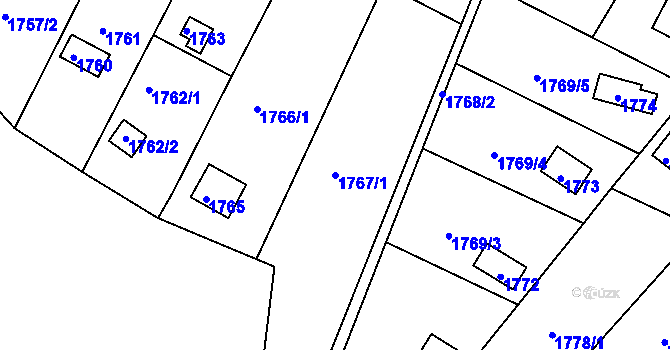 Parcela st. 1767/1 v KÚ Jundrov, Katastrální mapa