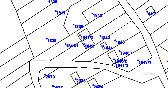 Parcela st. 1842 v KÚ Jundrov, Katastrální mapa