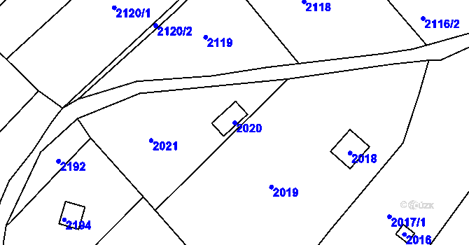Parcela st. 2020 v KÚ Jundrov, Katastrální mapa