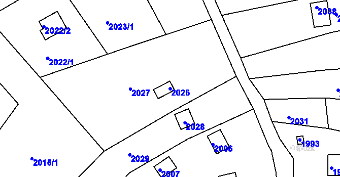 Parcela st. 2026 v KÚ Jundrov, Katastrální mapa