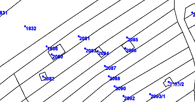 Parcela st. 2084 v KÚ Jundrov, Katastrální mapa