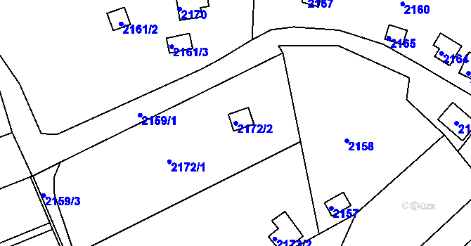 Parcela st. 2172/2 v KÚ Jundrov, Katastrální mapa