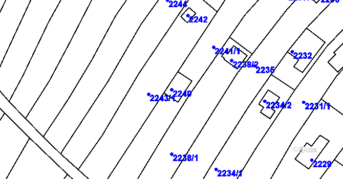 Parcela st. 2240 v KÚ Jundrov, Katastrální mapa
