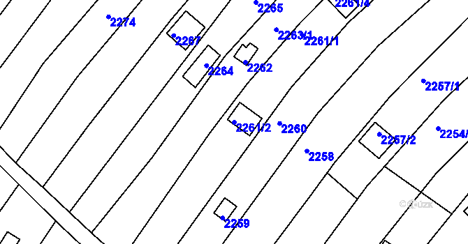 Parcela st. 2261/2 v KÚ Jundrov, Katastrální mapa