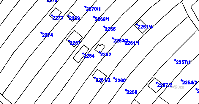 Parcela st. 2262 v KÚ Jundrov, Katastrální mapa