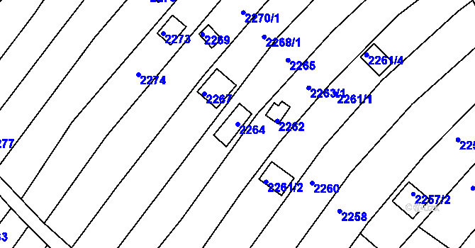 Parcela st. 2264 v KÚ Jundrov, Katastrální mapa