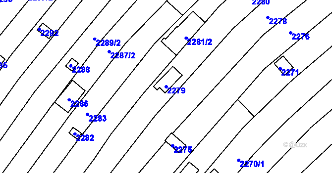 Parcela st. 2279 v KÚ Jundrov, Katastrální mapa