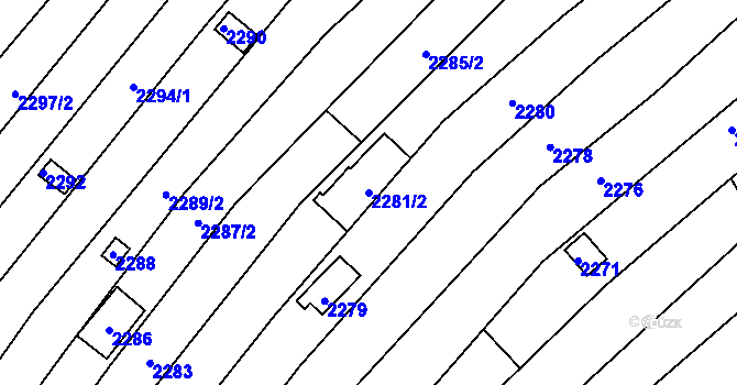 Parcela st. 2281/2 v KÚ Jundrov, Katastrální mapa