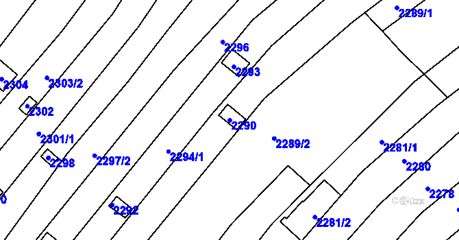 Parcela st. 2290 v KÚ Jundrov, Katastrální mapa