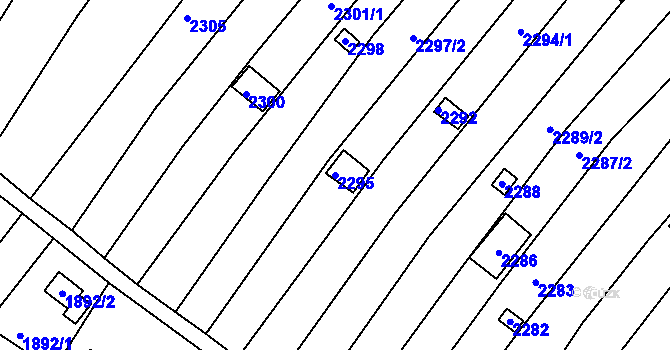 Parcela st. 2295 v KÚ Jundrov, Katastrální mapa