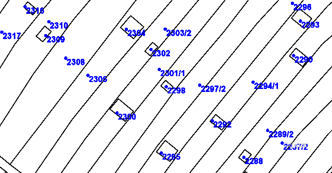 Parcela st. 2298 v KÚ Jundrov, Katastrální mapa